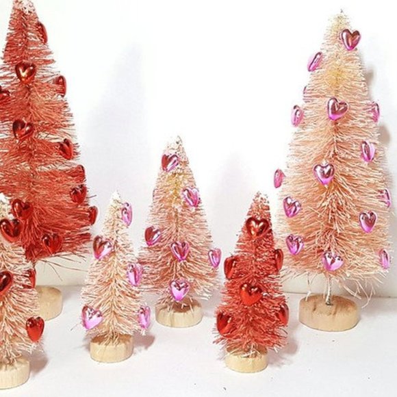 6pc VALENTINE'S DAY Decor Gift Red & Pink With Pink Red Metallic Hearts - Picture 2 of 3